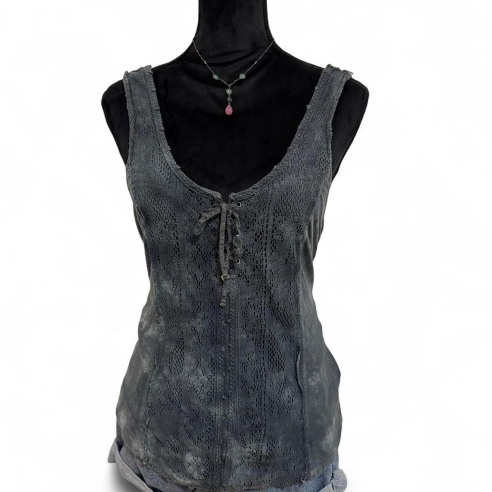 Free People Charcoal Lace Tank Top